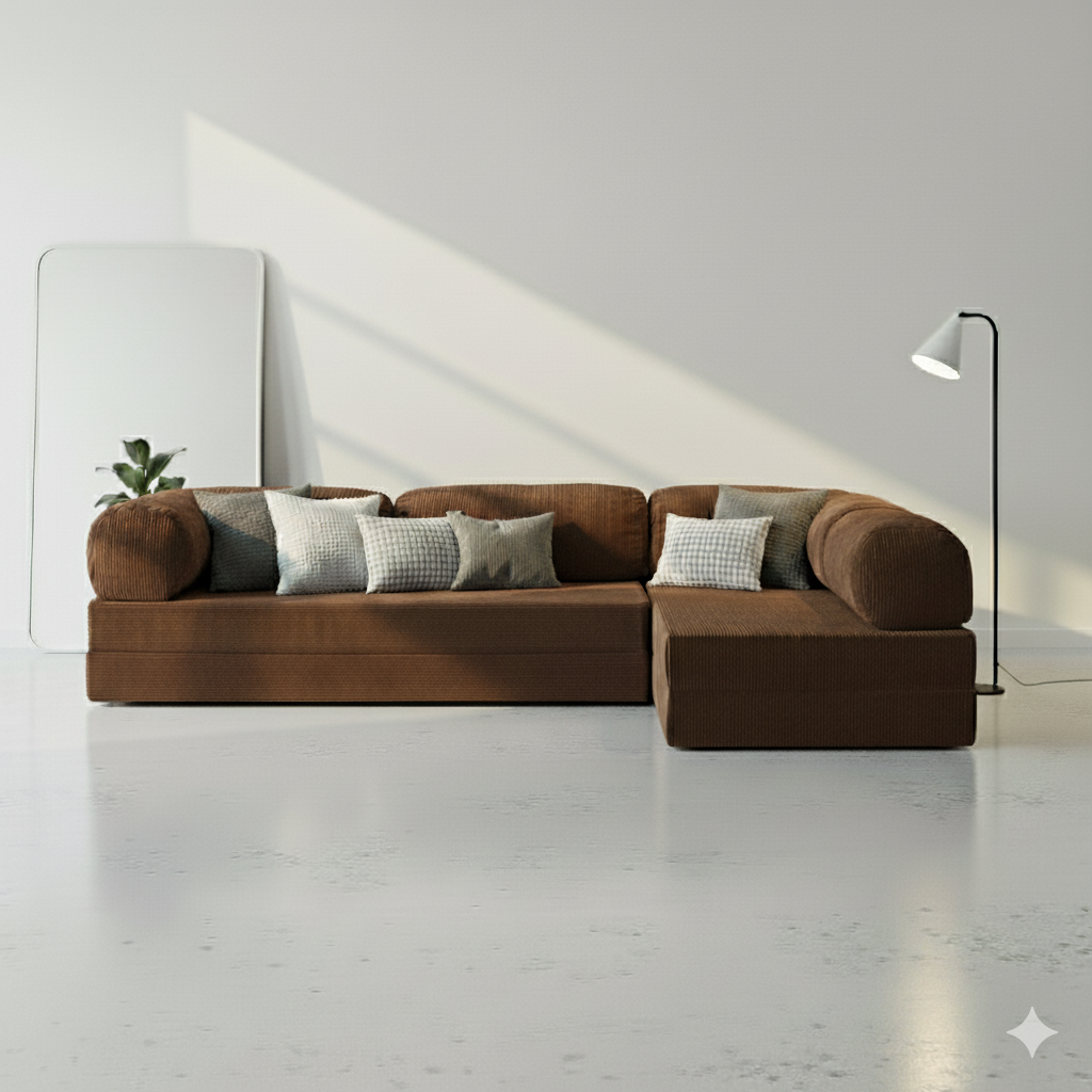 Divano Angolare Aperto - Marrone