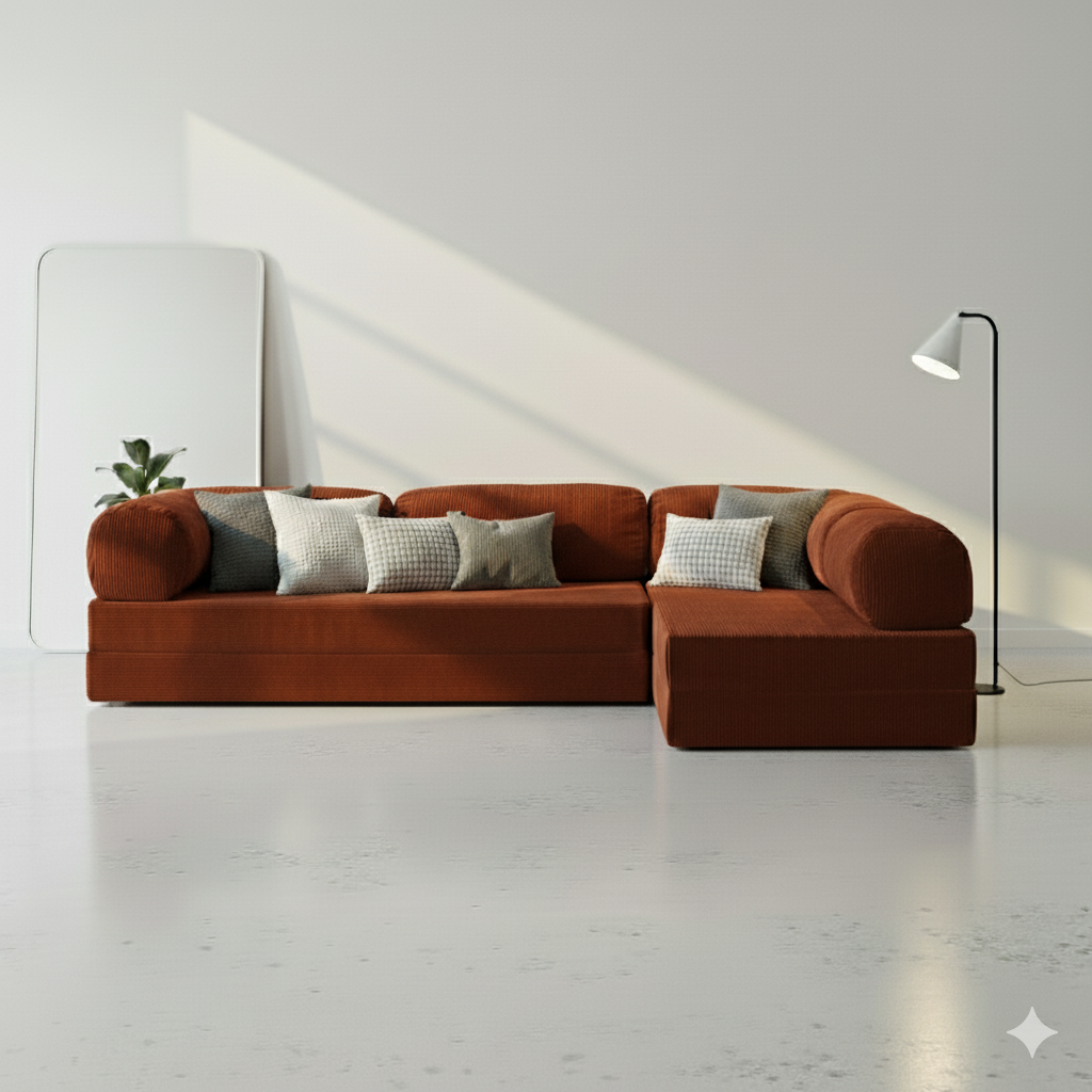 Divano Angolare Aperto - Terracotta