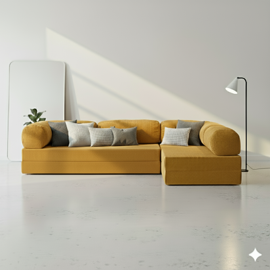 Divano Angolare Aperto - Giallo