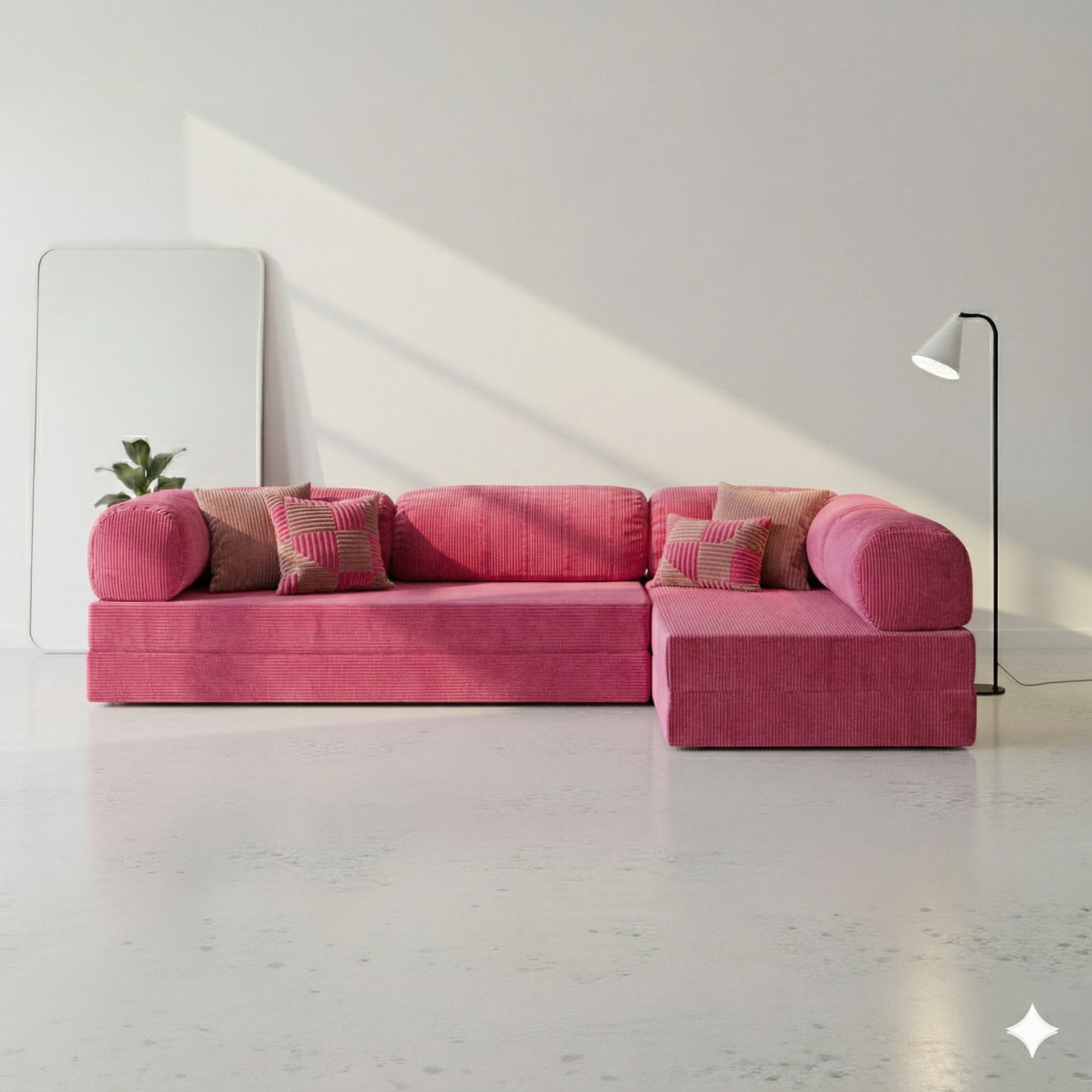 Divano Angolare Aperto - Fucsia