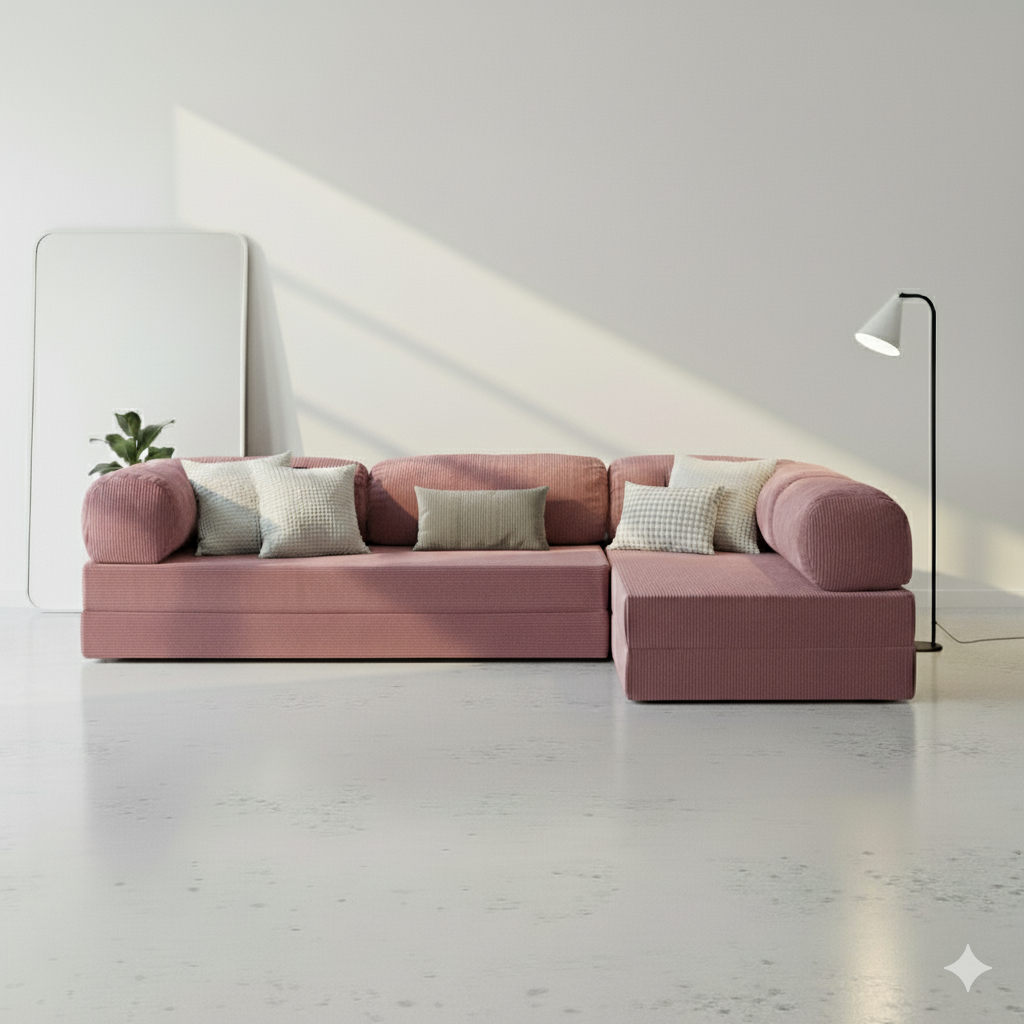 Divano Angolare Aperto - Rosa Antico