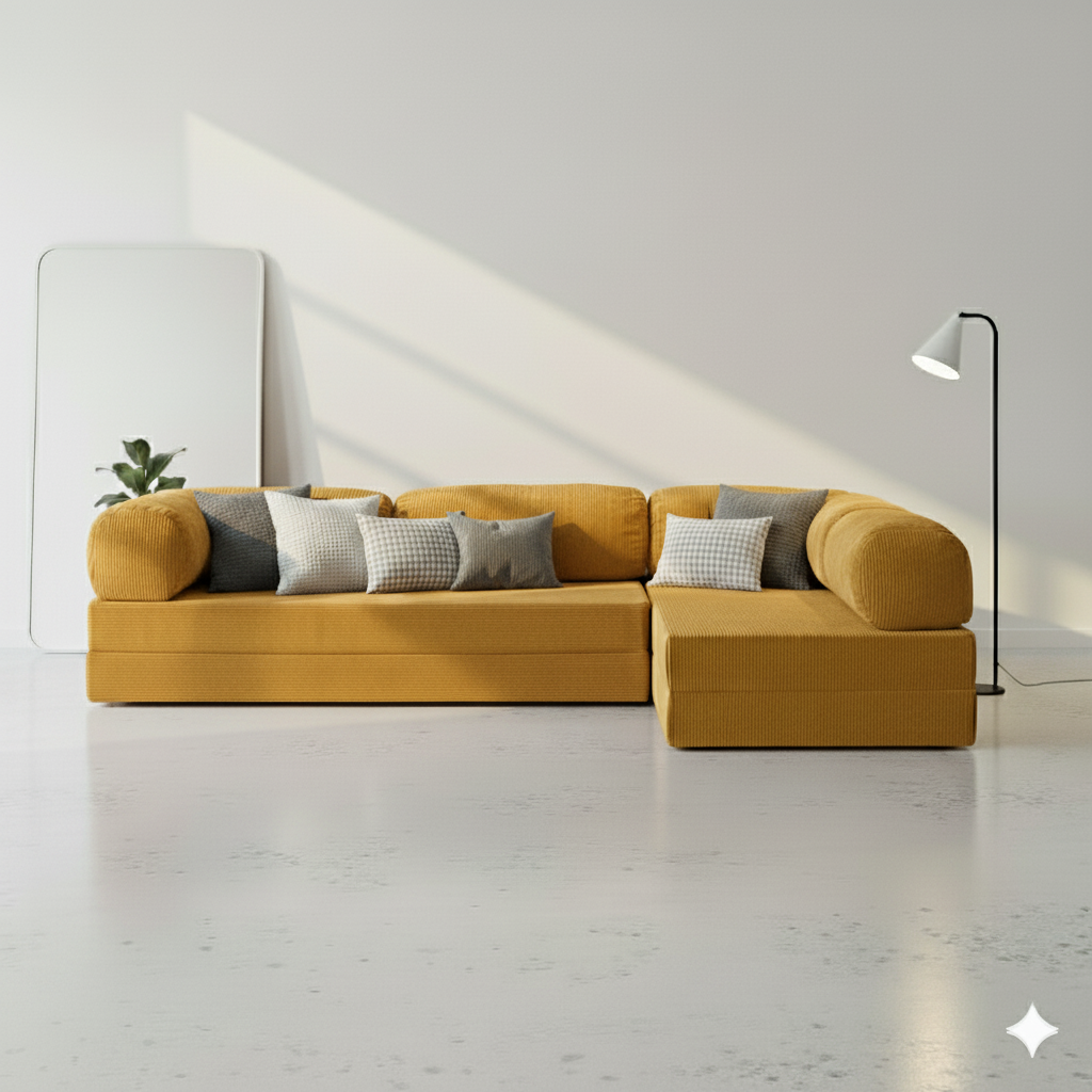 Divano Angolare Aperto - Giallo Senape