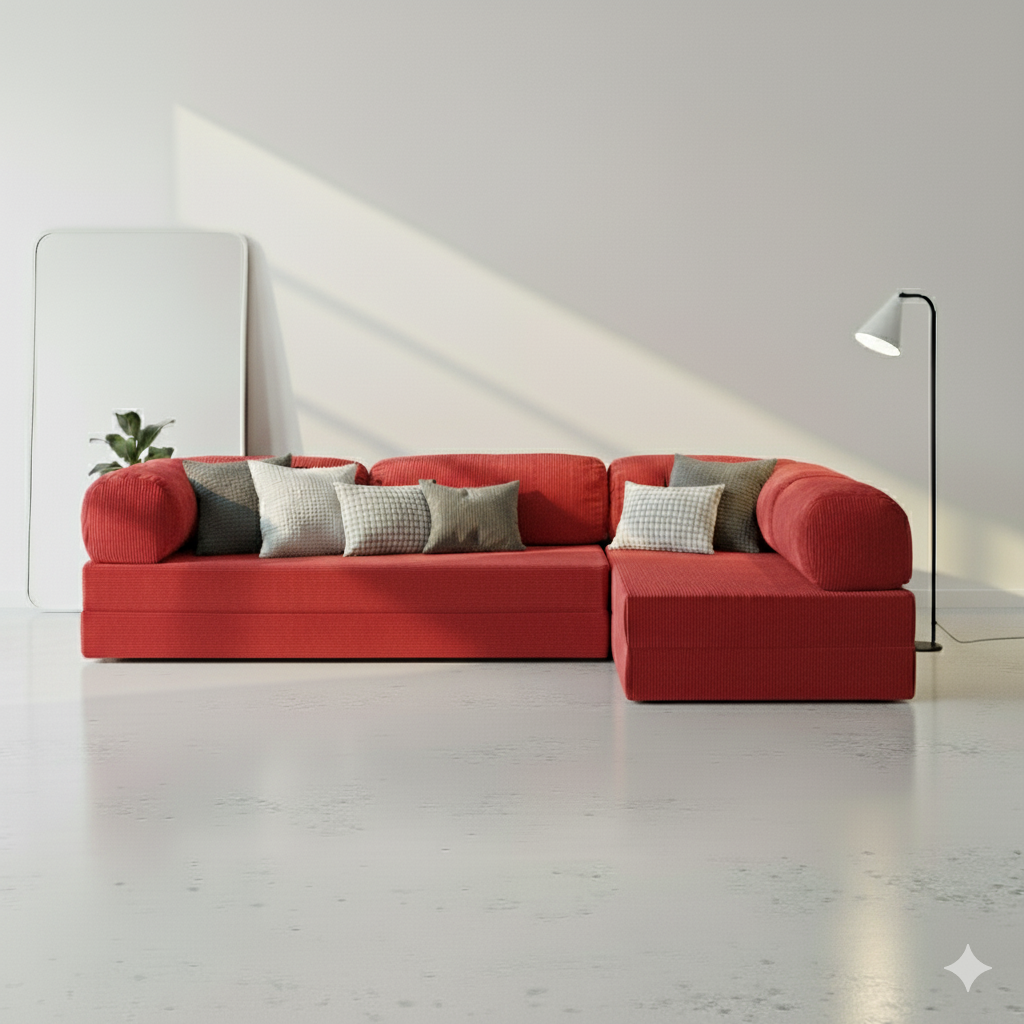 Divano Angolare Aperto - Rosso