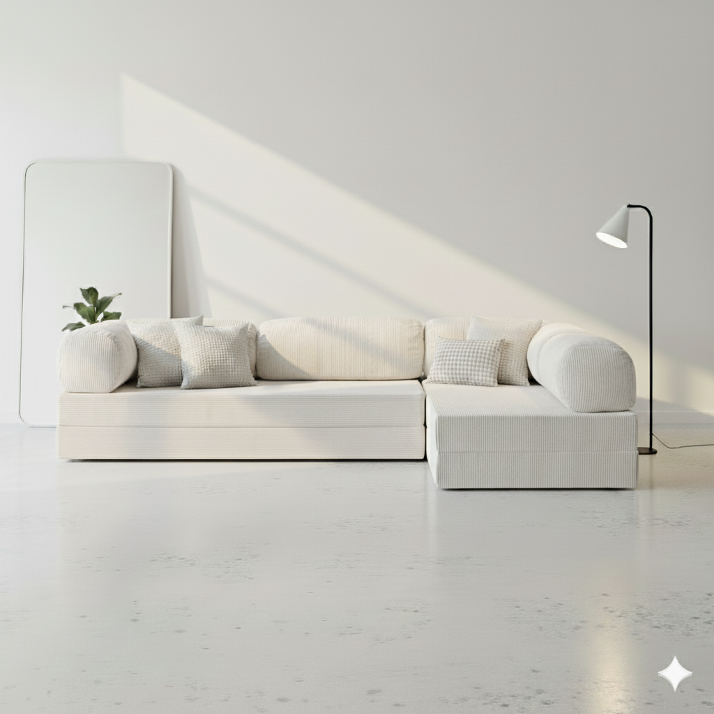 Divano Angolare Aperto - Bianco Crema