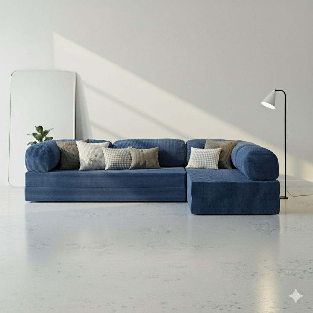 Divano Angolare Aperto - Blu Navy