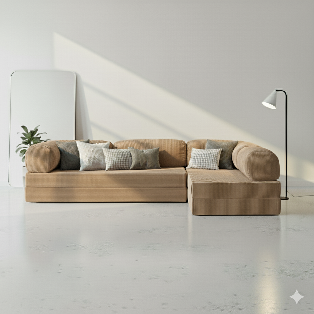 Divano Angolare Aperto - Caffè Latte