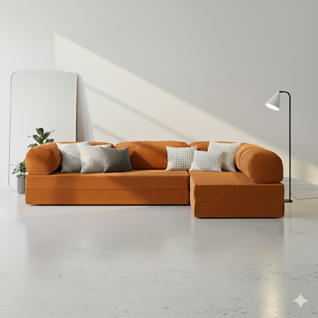 Divano Angolare Aperto - Arancione