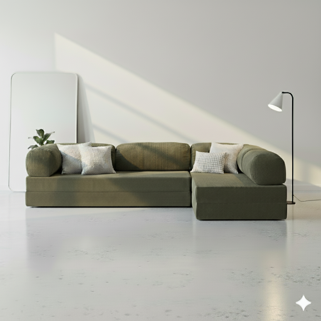 Divano Angolare Aperto - Verde