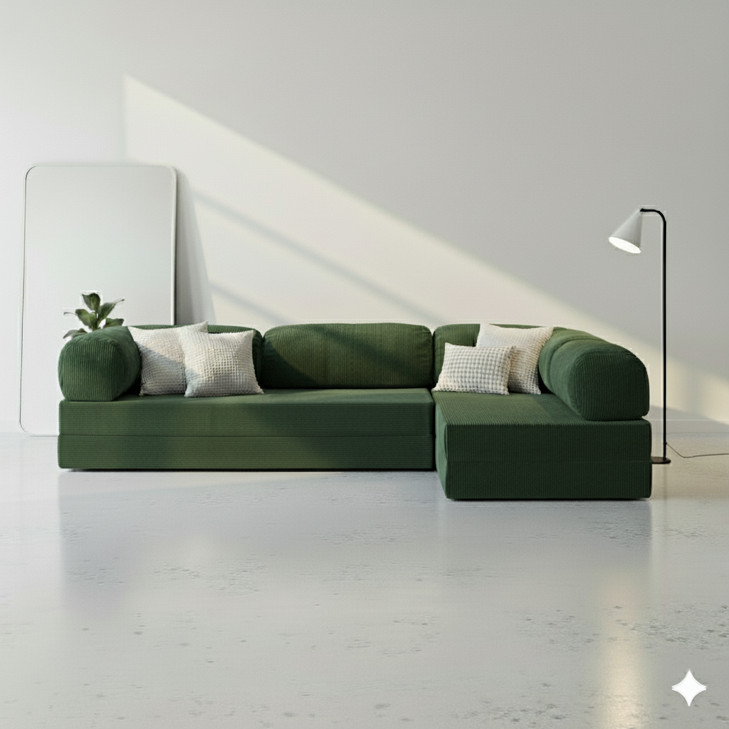 Divano Angolare Aperto - Verde Smeraldo